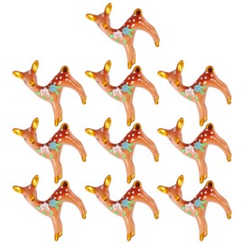 EXCEART 10pcs Miniature Reindeer Garden Decor Christmas Deer Figurines Mini Reindeer Statue Christmas Resin Micro Landscape Decorations