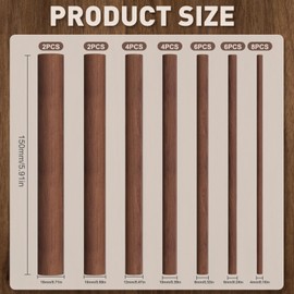 32Pcs 7 Size Walnut Wooden Dowel Rods 5.9Inch Long Wooden Dowel Rods Sticks 4/6/8/10/12/15/18mm Wood Sticks for Crafts Unfinished Round Sticks for Crafts and Woodworking Building Material