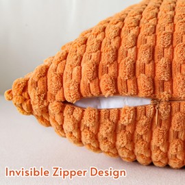 Otostar Nordic Cushion Cover Set of 2 Soft Corduroy Double-sided Mokomoko Stylish Cute Modern Zipper Interior Decorative Pillow Cover Cushion Cover (45x45, Orange)