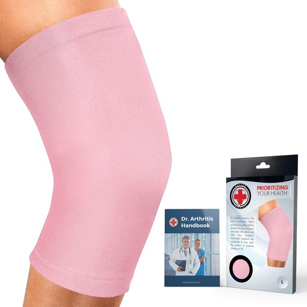 Doctor Developed Knee Brace/Knee Support/Knee Compression Sleeve [single] & Doctor Written Handbook -guaranteed relief for Arthritis, Tendonitis, Injury, (Black/Pink) (Pink, 3X-Large (Pack of 1))