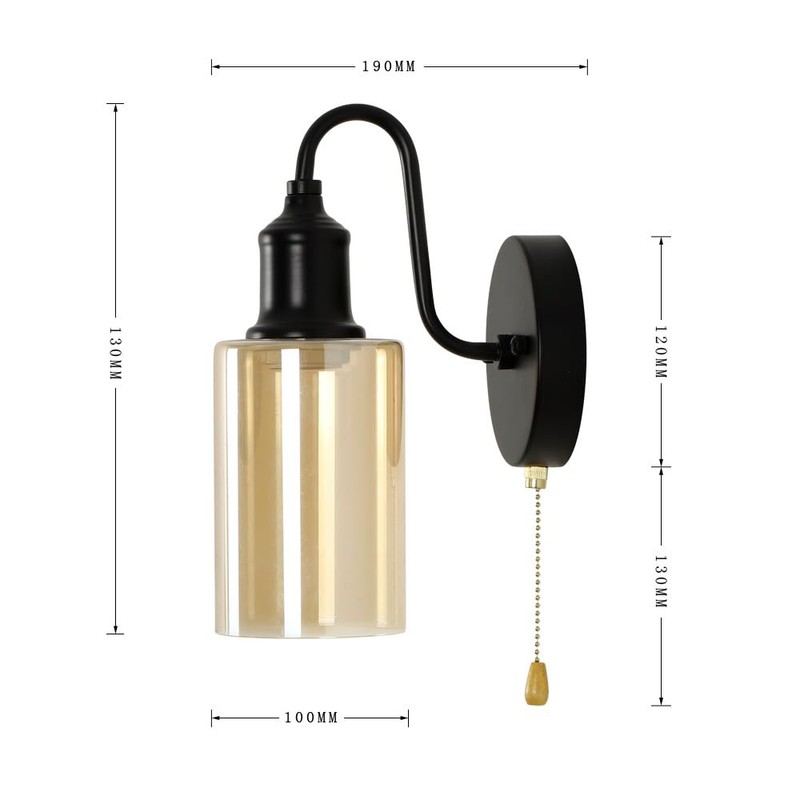 VinTopsh Vintage Glass Wall Sconces with Pull Chain Switch,Bathroom Vanity