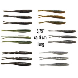 SANDAFishing Rubber bait set, perch, zander, split tail minnow, 3.75 inches, ShadXperts no action rubber fish for Cheburashka rig drop shot shad fishing on offset hook predatory fish 9 cm (mix 9 cm, set 1)