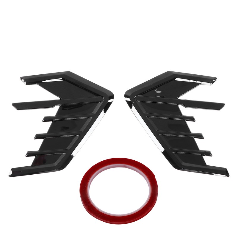 2Pcs/Set Car Side Cover Air Vent Trim Glossy Black Rubber