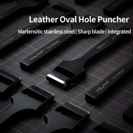 WUTA Leather Belt Hole Puncher Oval Cutter Strap Watch Band Flat Punches Heavy Duty Oblong Tools for Leathercrafting (8 * 5mm+25 * 5mm)