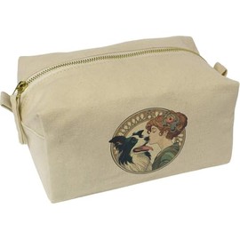 'Girl with Border Collie' Canvas Wash Bag/Makeup Case (CS00041467)
