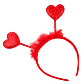 AVMBC Red Heart Headband Sequin Love-shaped Head Boppers Party Hair Accessoires for Valentine's Day Party Supplies 1Pcs