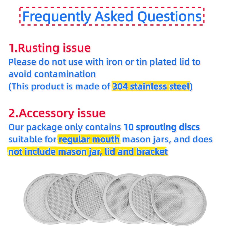 QSYZAIL 10 Pcs Sprouting Lids for Mason Jar 2.75 Inch