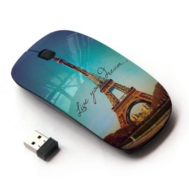 Graphic4You Live Your Dreams Paris Eiffel Tower Ergonomic Wireless Mouse with Nano Receiver
