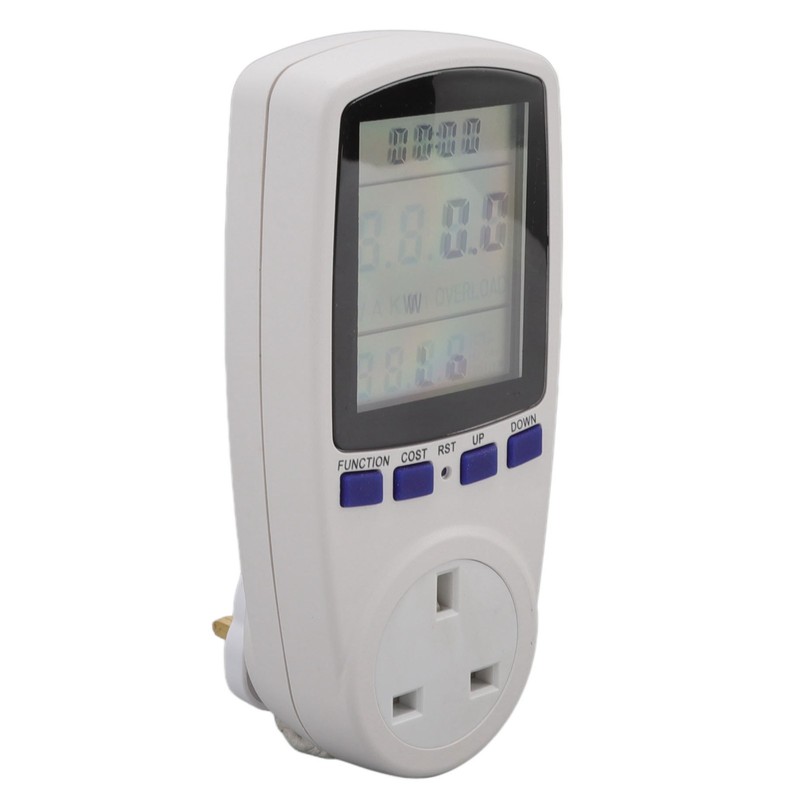 Power Meter Socket LCD Display Overload Protection LED Light Digital