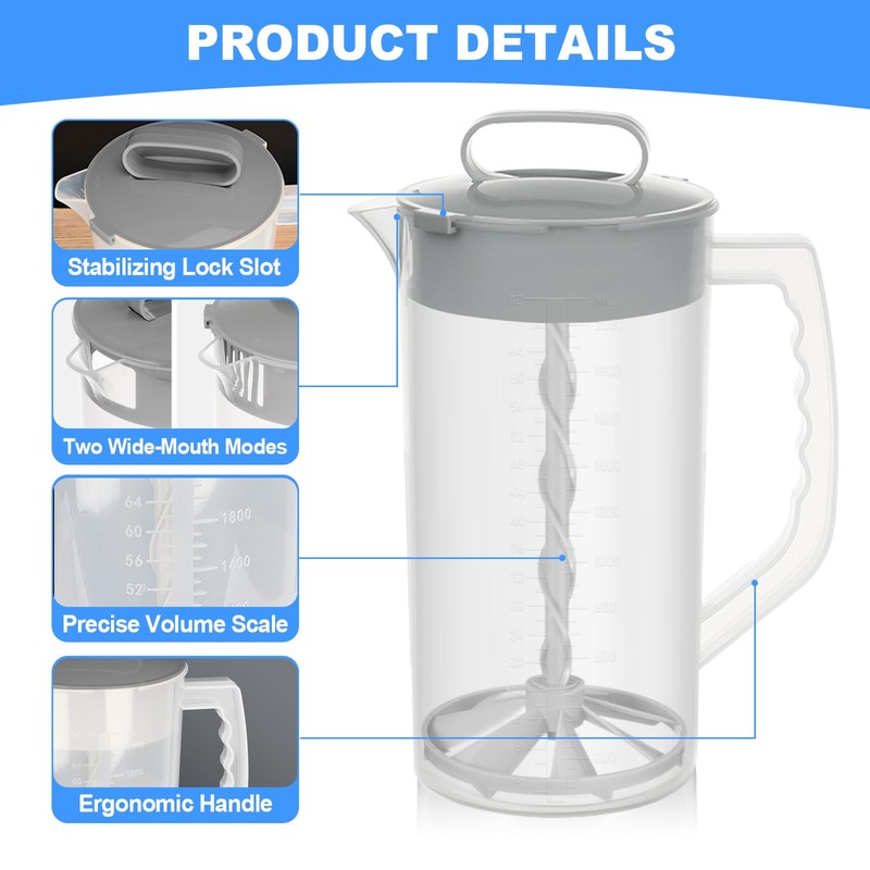 Breast milk pitcher, 64oz/ 2000ml Mixing pitcher with lid, Mixing