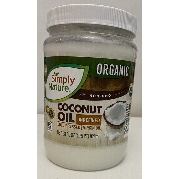 SIMPLY NATURE ORGANIC Coconut Oil Unrefined Cold-pressed Virgin Oil 28 Oz