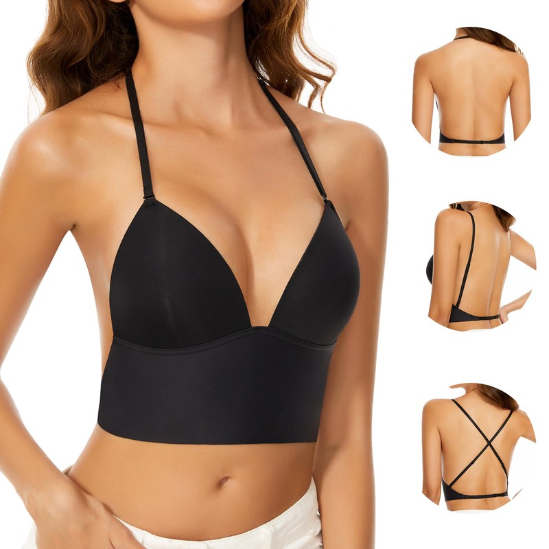 Low Back Bras for Women-Seamless Invisiable Backless Bras-Wireless Triangle Bralette