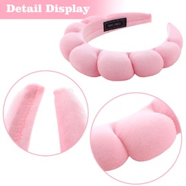 LOVNFC spa headband for washing face Pink set with 1 makeup headband & hair claw clips & 2 wrist band for women make up cute fluffy skincare headband christmas gift set for girls