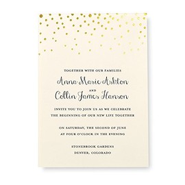 Gartner Studios Gold Foil Dots Print-at-Home Wedding Invitation Kit, Ivory, 5” x 7”, Set of 25