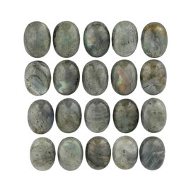 mookaitedecor 10pcs 13x18mm Natural Grey Labradorite Crystal Oval Cabochons Flat Back Stones Beads for Jewellery Making, Reiki Healing Crystal Cabs Genuine Stone for DIY Cabochon Pendant & Earrings