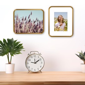 Golden State Art 8x10 Aluminum Picture Frame Bronze - With Round Corners - With Mat for 5x7 Photo or Without Mat for 8 x 10 Photo - Real Glass - Matte Design - Home Decor for Wall Display