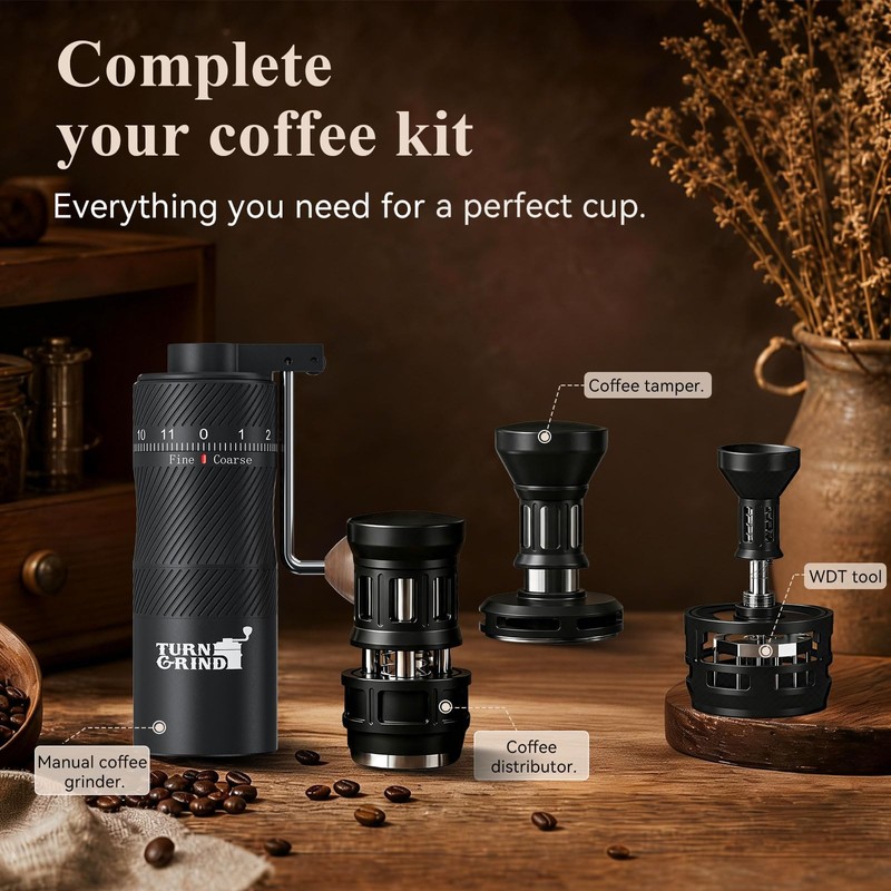 Coffee Distribution Tool 58mm, Spring-Level Distributor – One Press Levels