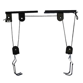 DOONARCES Bike Hoist for Garage Ceiling Mount Pulley Rack System Bicycle Lift Hoist Garage Bicycle Hooks Hanger for Storage Most Road Bike Mountain Bike, 132lbs Load, Balck