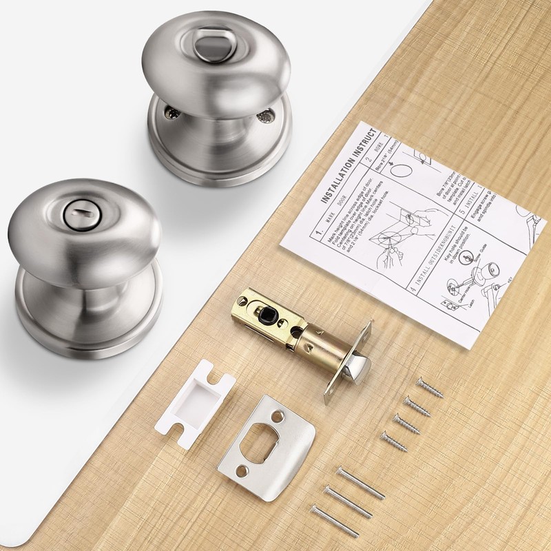 Gobrico 5 Pack Egg Shaped Door Knobs Brushed Nickel Privacy