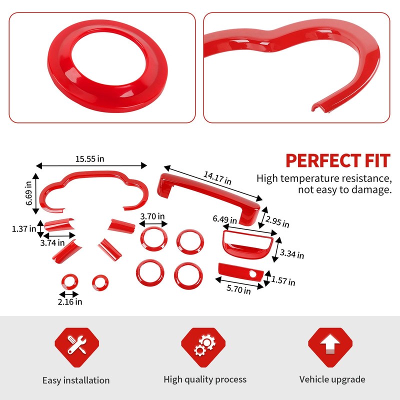 Fit for Jeep Wrangler JK JKU 2007-2010, 14PCS Interior Kits
