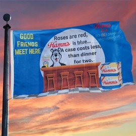Cayyon Good Friends Meet Here Hamms Beer Flag Banner 3x5Feet Outdoor Indoor Decoration Flag 3x5Feet Double Stitched Polyester with Brass Grommets
