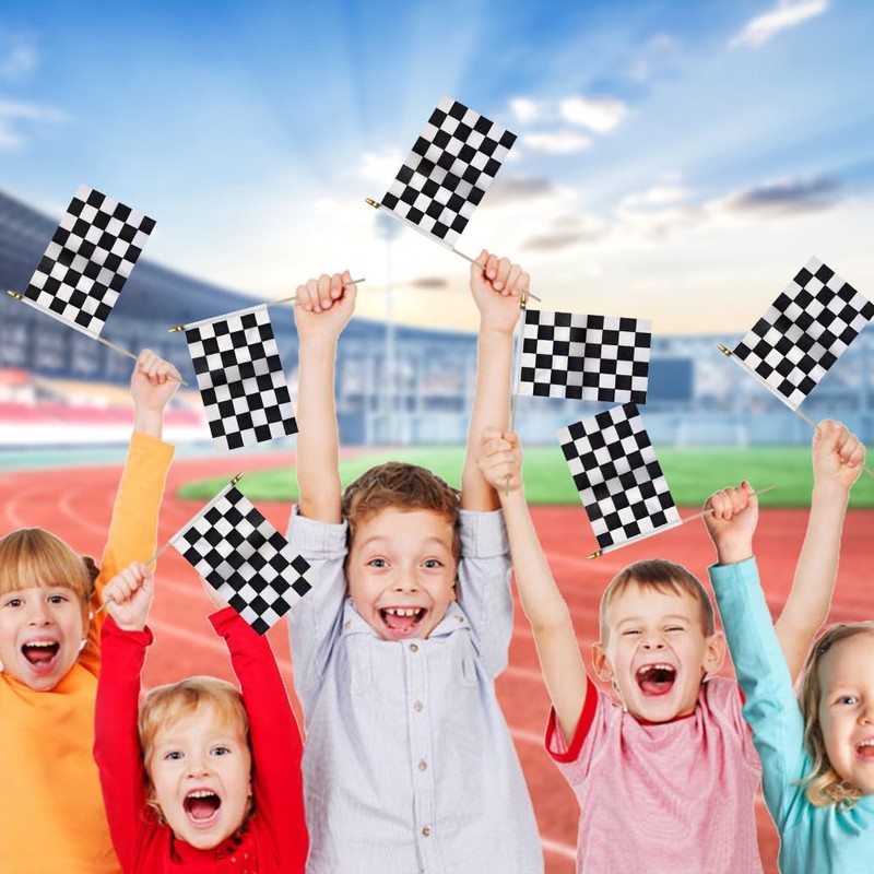 Racing Car Flags on a Wooden Stick 20 PCS Checkered