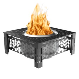 Lezbanz Fire Pit Surround Tabletop Large Use for Solo Stove Bonfire Ranger Yukon 2.0 and Mesa, Fire Pit Table Square Made of UV-Resistand Antirust Thick Metal, for Indoor Outdoor Use