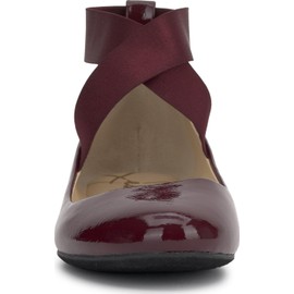 Jessica Simpson Mandayss Women's Pull-On Criss-Cross Ankle Ballet Flats Shoes, Dark Cherry, 8