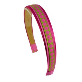 Biggie Dots Girls Headband (Hot Pink Band w/Green Dots)