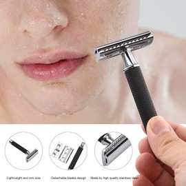 XIBANY navaja hombre Afeitadora de afeitar manual de doble filo Afeitadora de afeitar manual de acero inoxidable de doble filo
