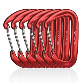 Galerie SV Pack of 6 Carabiner Hooks Climbing Heavy Duty Aluminium Carabiner Hook Large 12 KN (1200 kg) Aluminium Carabiner Key Ring for Hammocks, Camping, Backpacking (Red)