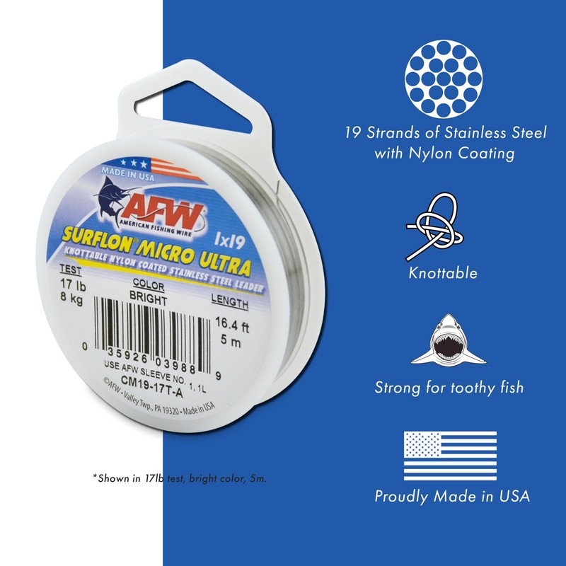 American Fishing Wire Surflon Micro Ultra Nylon Coated 1x19 Stainless