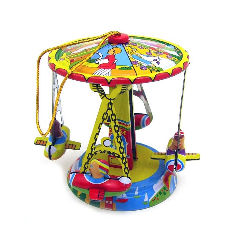 O012 Tin Toy Ornament Carousel Merry Go Round Christmas Tree
