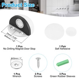 PATIKIL No Drilling Magnet Door Stop, 1 Pack Dome Shaped Floor Mount Door Stopper Self Adhesive Wall Protector Catch Door Holder for Home Office Bedroom Keep Door Open, White