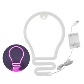 Bulb Shape Neon Light LED Sign for Wall Decor Party Christmas Wedding USB/Battery PoweredPink