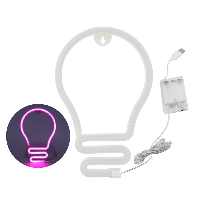 Bulb Shape Neon Light LED Sign for Wall Decor Party