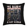 Nad-Cat Funny Run A Cat Gangs Throw Pillow, 18x18, Multicolor