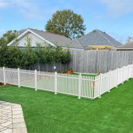 TANG Vinyl Fences 36" Hx84 W 2Set White Picket Fence Panel PVC Plastic Decorative Outdoor Garden Fencing for Yard Pool Dog Fence Air Conditioner Fences, 34 Pickets, Straight