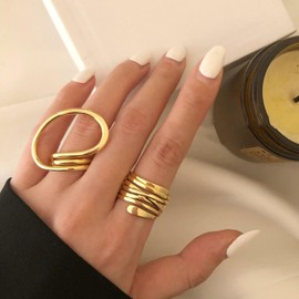 Chunky Gold Rings for Women Non Tarnish Minimalist Chunky Thumb Rings Statement Knuckle Rings Fashion Stackable Rings for Teen Girls Thick Dome Chunky Rings Birthday Gifts