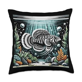 Tiger Plecos Fish Lover Freshwater Aquarium Fish Throw Pillow