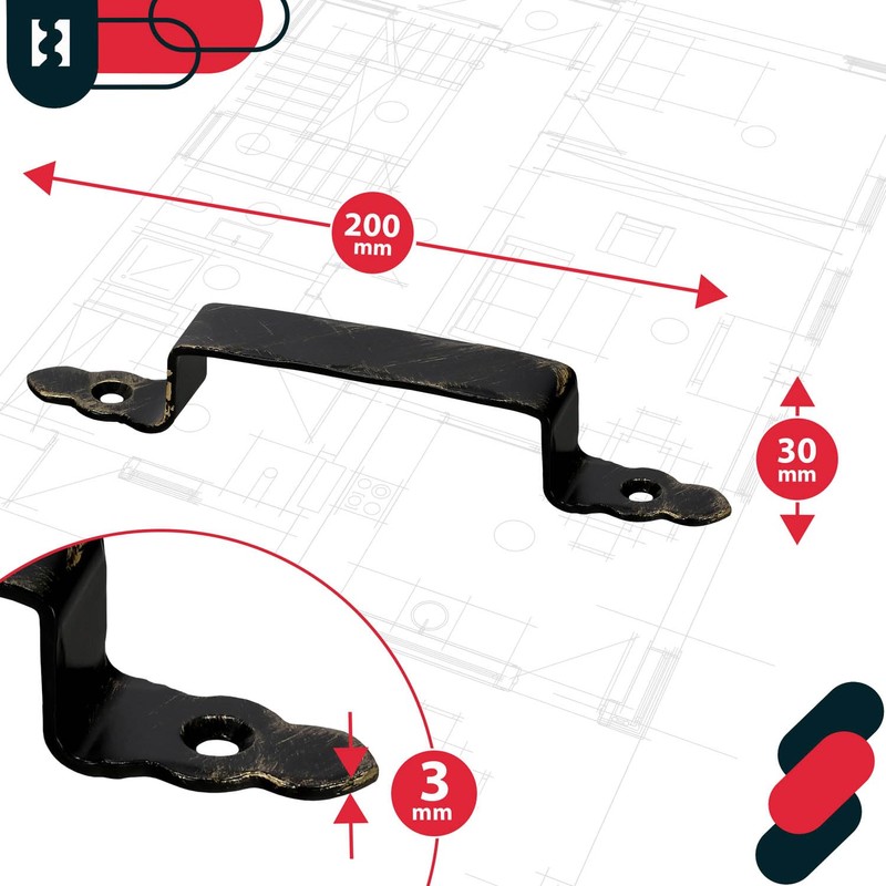 KOTARBAU® Set of 2 Forged Door Handles Black + Antique