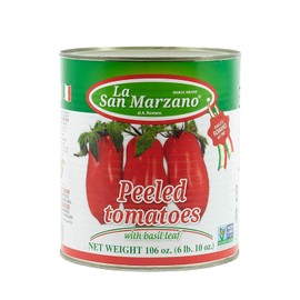 La San Marzano Large Can, Peeled Plum Tomatoes in Puree with Basil Leaf, 106 oz (#10 Can), Premium Quality, 100% Product of Italy, Authentic Italian Flavor