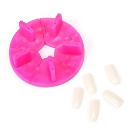 Rolabling Removable False Nail Art Tips Practice Display Stand Tool with Nail Tips Nail Training Frame for Gel Nail Polish DIY Nail Training Tools (Red)