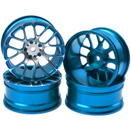 4Pcs Vgoohobby Aluminum Wheel Rims 12mm Hex Hub Width 26mm Compatible with 1/10 Tamiya TT-01 Kyosho RedCat Sakura HSP HPI 1/10 On-Road Racing Touring RC Drift Car (Blue)