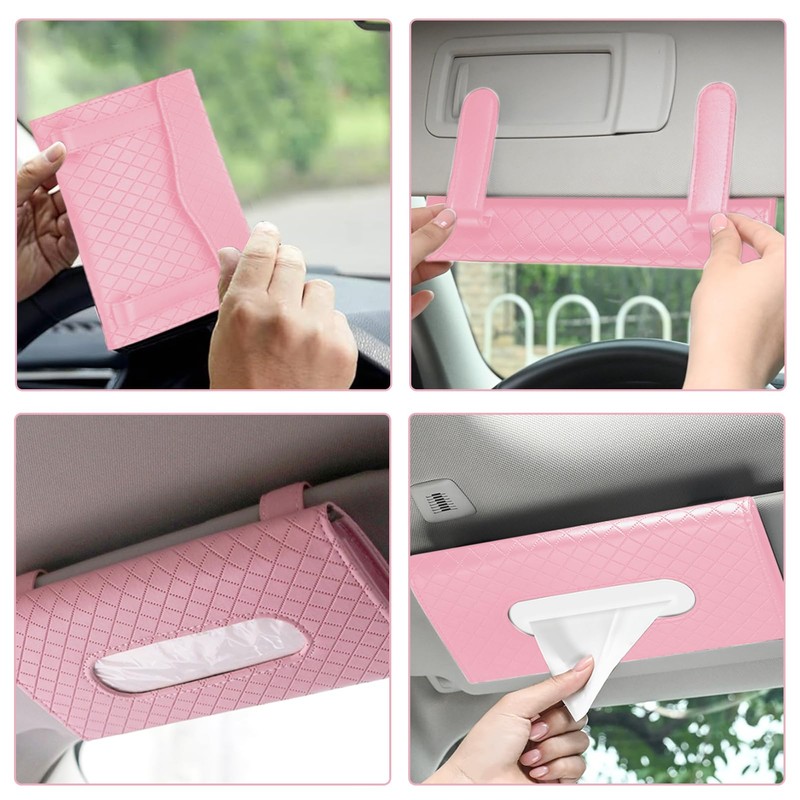 Car Tissue Holder, Car Visor Tissue Holder, PU Leather Car