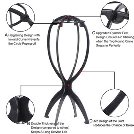 Wig Stand, Wig Head, Portable Wig Holder Wig Head Stand for All Wigs Travel Hair Stylist Gifts for Women 2PC