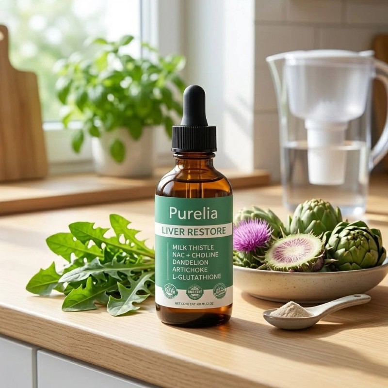 Purelia Liver Restore, Complete Liver Support Supplement with Milk Thistle