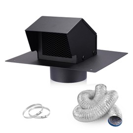 HOMEE 4 Inch Roof Vent Cap,Roof Vent Kit with 5 FT Aluminum Ducting and Duct Clamps, Removable Roof Exhaust Vents for Houses, Home Ventilation System