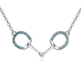 JERWLI Horse Shoe necklace 925 Sterling Silver Horse Snaffle Pendant Necklace Gifts for Women