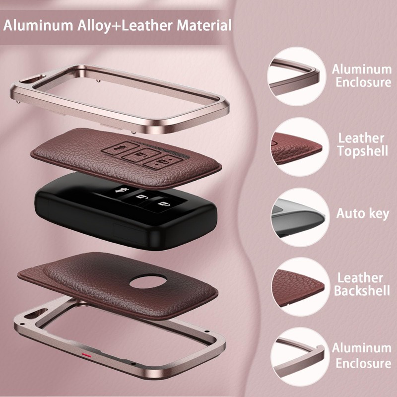 for Lexus Key Fob Case, Premium Aluminum and Leather Protective